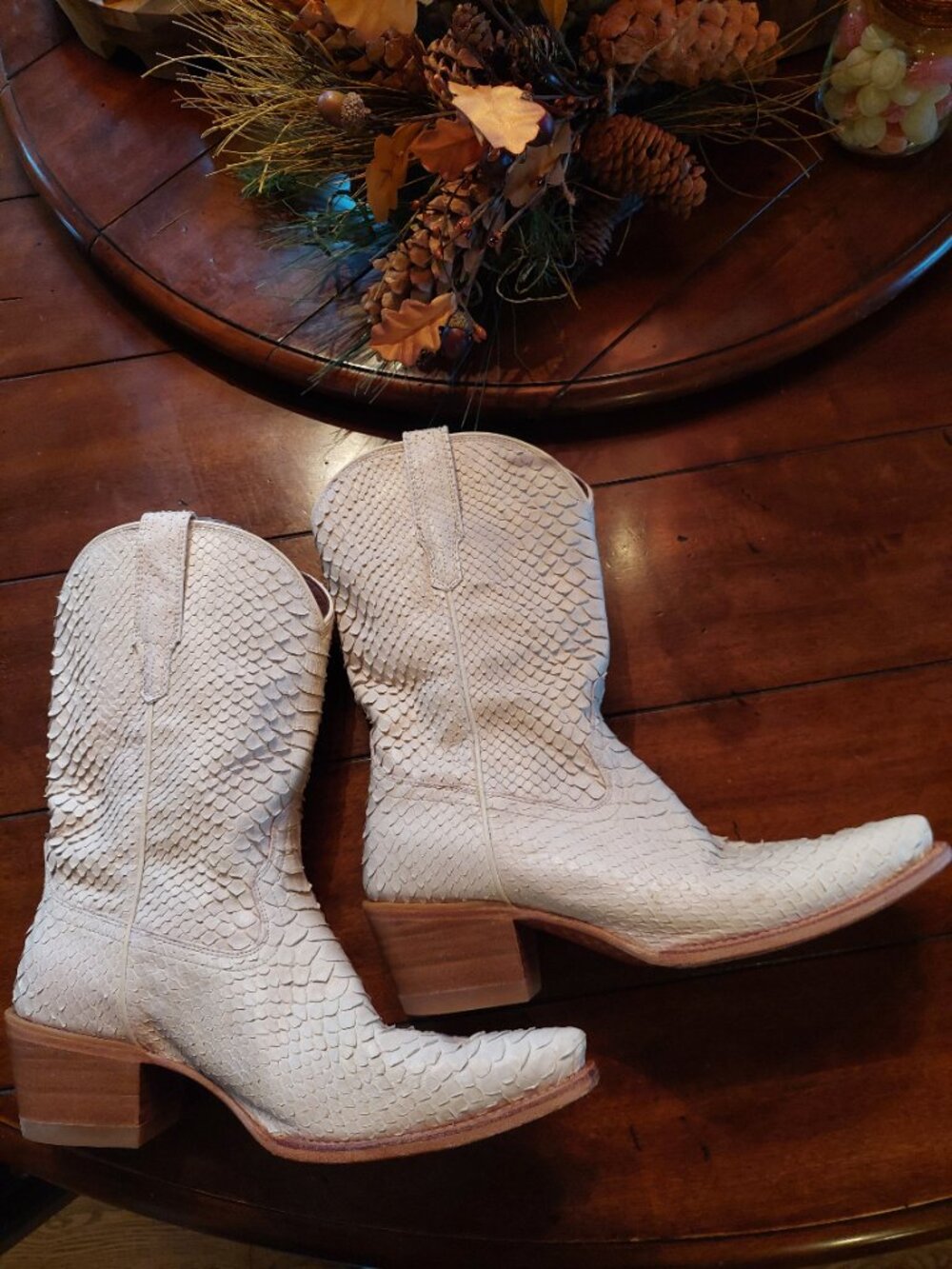 Tecovas Savannah full python western cowboy boots size 11B, IVORY - Picture 2 of 8